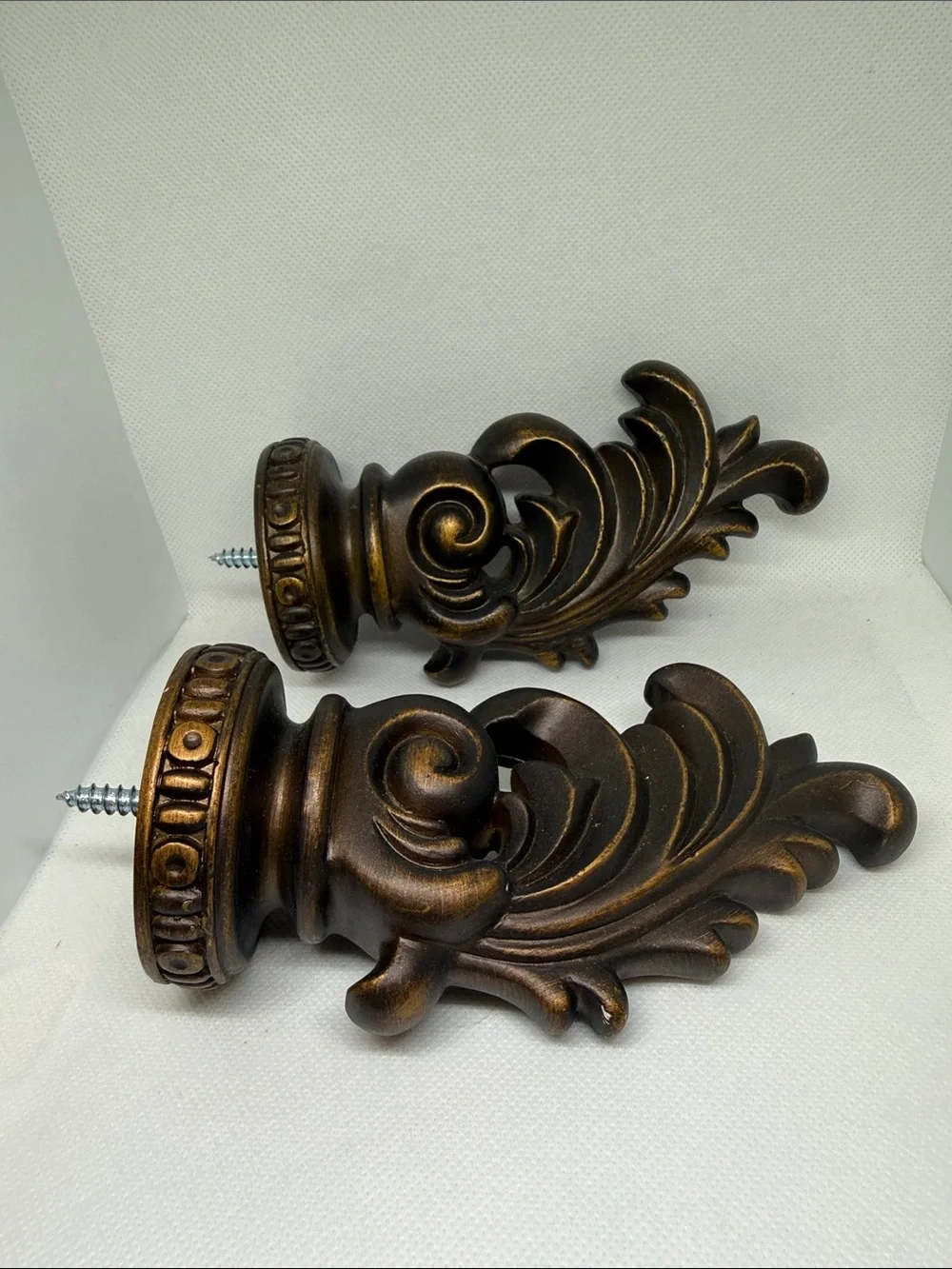 Antique Bronze Finials - Decorative Pair- set of 2- resin with attached screws